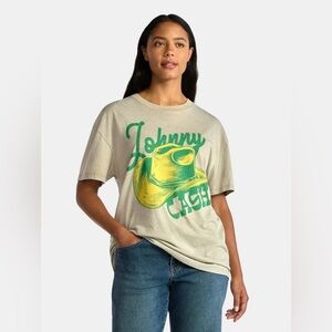 Johnny Cash Juniors L Sand Cowboy Graphic Tee Mineral Wash Country Music NWT